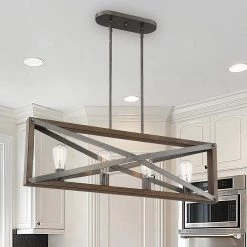 4-Light Brushed Iron Linear Chandelier with Wood Grain Accents by Cordelia Lighting 18 4-Light Brushed Iron Linear Chandelier with Wood Grain Accents by Cordelia Lighting -Spitzer Sales Store brushed iron cordelia lighting chandeliers 2636 331 c3 1000