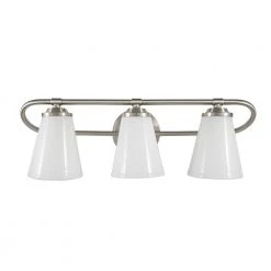 Bell Style 22 in. 3-Light Brushed Nickel Vanity Light with Opal Glass Shades by Cordelia Lighting 12 Bell Style 22 in. 3-Light Brushed Nickel Vanity Light with Opal Glass Shades by Cordelia Lighting -Spitzer Sales Store brushed nickel cordelia lighting vanity lighting 2621 35 40 1000