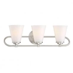 Bell Style 22 in. 3-Light Brushed Nickel Vanity Light with Opal Glass Shades by Cordelia Lighting