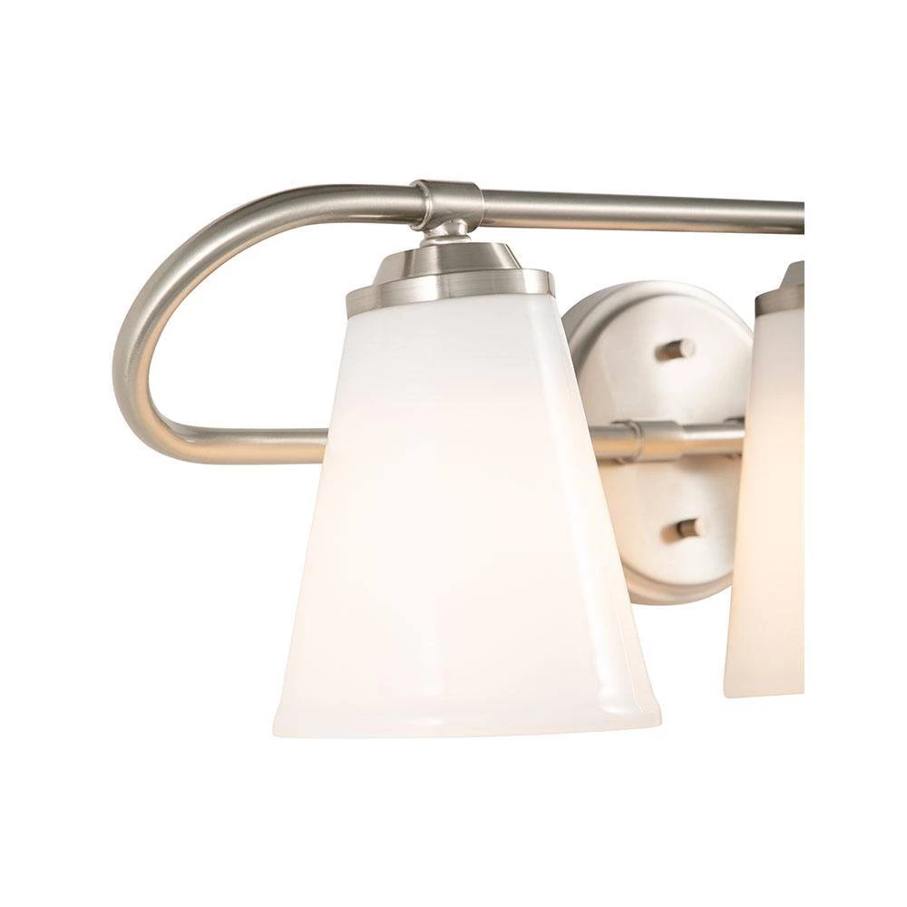 Bell Style 22 in. 3-Light Brushed Nickel Vanity Light with Opal Glass Shades by Cordelia Lighting 9 Bell Style 22 in. 3-Light Brushed Nickel Vanity Light with Opal Glass Shades by Cordelia Lighting - Image 7