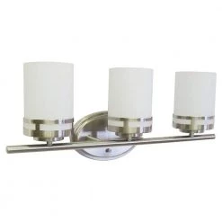 3-Light 22 in. Brushed Nickel Vanity Light with Frosted Glass Shades by Cordelia Lighting