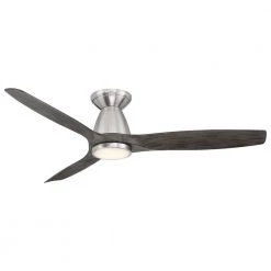 Skylark 54 in. 3-Blade Smart Flush Mount Brushed Nickel Ebony Ceiling Fan 3000K Integrated LED and Remote Control by Modern Forms