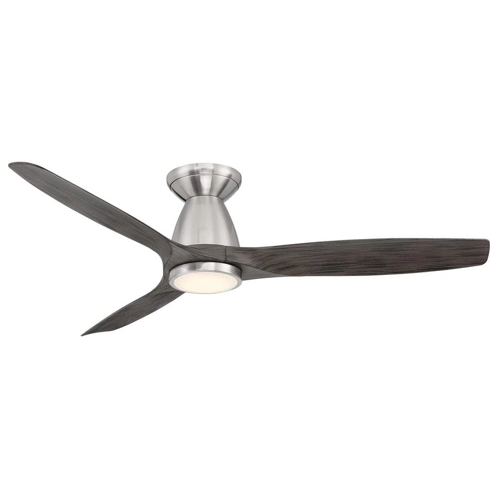 Skylark 54 in. 3-Blade Smart Flush Mount Brushed Nickel Ebony Ceiling Fan 3000K Integrated LED and Remote Control by Modern Forms 3 Skylark 54 in. 3-Blade Smart Flush Mount Brushed Nickel Ebony Ceiling Fan 3000K Integrated LED and Remote Control by Modern Forms