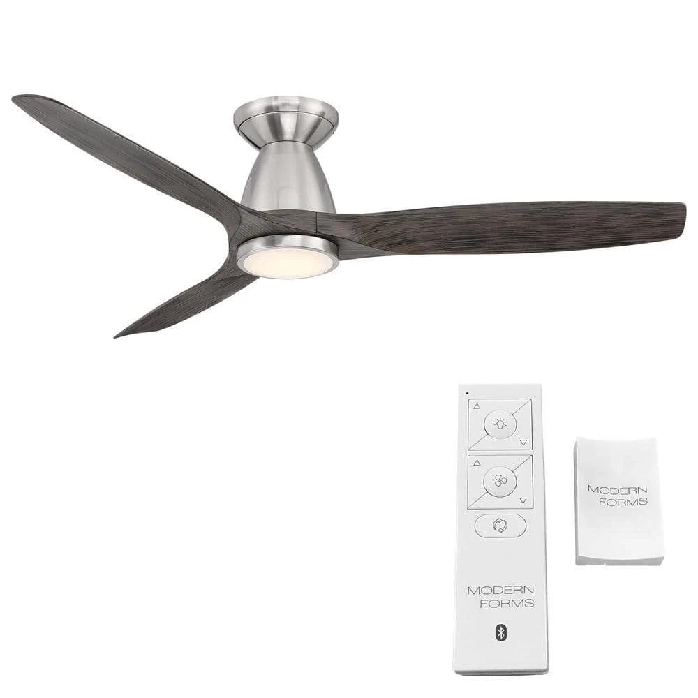 Skylark 54 in. 3-Blade Smart Flush Mount Brushed Nickel Ebony Ceiling Fan 3000K Integrated LED and Remote Control by Modern Forms 4 Skylark 54 in. 3-Blade Smart Flush Mount Brushed Nickel Ebony Ceiling Fan 3000K Integrated LED and Remote Control by Modern Forms - Image 2