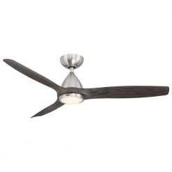 Skylark 54 in. 3-Blade Smart Brushed Nickel Ebony Ceiling Fan 3000K Integrated LED and Remote Control by Modern Forms