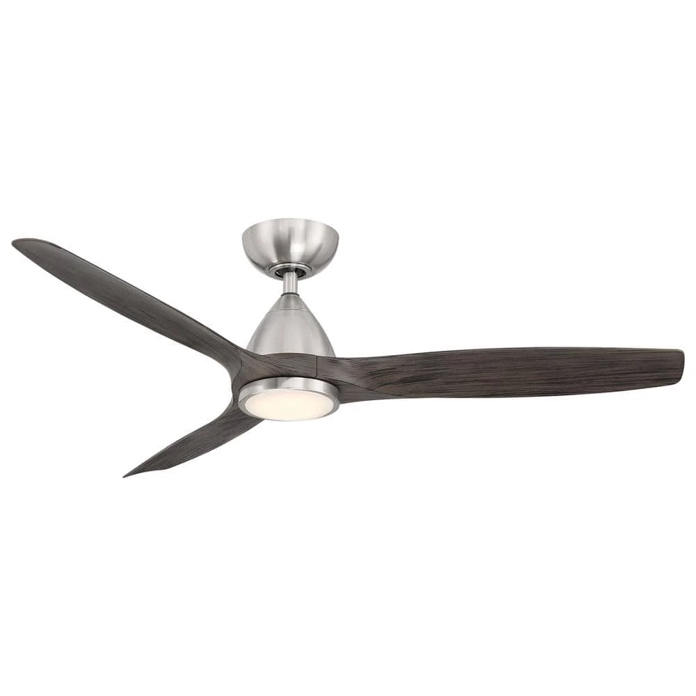Skylark 54 in. 3-Blade Smart Brushed Nickel Ebony Ceiling Fan 3000K Integrated LED and Remote Control by Modern Forms 3 Skylark 54 in. 3-Blade Smart Brushed Nickel Ebony Ceiling Fan 3000K Integrated LED and Remote Control by Modern Forms