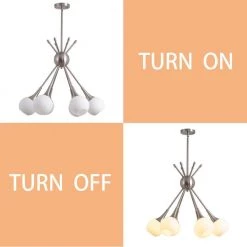 6-Light Brushed Nickel Modern Gold Branch Linear Chandelier Ceiling Pendant Light by Magic Home -Spitzer Sales Store brushed nickel magic home chandeliers mh y 020221 44 1000