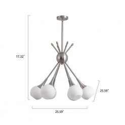 6-Light Brushed Nickel Modern Gold Branch Linear Chandelier Ceiling Pendant Light by Magic Home -Spitzer Sales Store brushed nickel magic home chandeliers mh y 020221 c3 1000