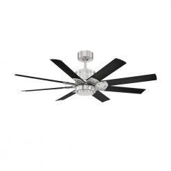 Renegade 52 in. Integrated LED Indoor and Outdoor 8-Blade Smart Brushed Nickel Black Ceiling Fan with Remote 3000k by Modern Forms -Spitzer Sales Store brushed nickel matte black modern forms ceiling fans with lights fr w2001 52l bn mb 1f 1000