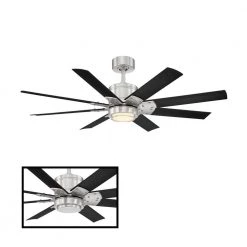 Renegade 52 in. Integrated LED Indoor and Outdoor 8-Blade Smart Brushed Nickel Black Ceiling Fan with Remote 3000k by Modern Forms -Spitzer Sales Store brushed nickel matte black modern forms ceiling fans with lights fr w2001 52l bn mb 4f 1000