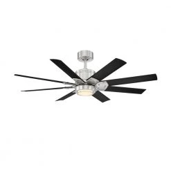 Renegade 52 in. Integrated LED Indoor and Outdoor 8-Blade Smart Brushed Nickel Black Ceiling Fan with Remote 3000k by Modern Forms