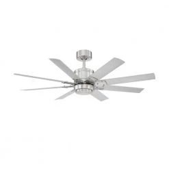Renegade 52 in. Integrated LED Indoor/Outdoor 8-Blade Smart Brushed Nickel Titanium Ceiling Fan with Remote 3000k by Modern Forms -Spitzer Sales Store brushed nickel titanium modern forms ceiling fans with lights fr w2001 52l bn tt 1f 1000