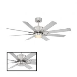 Renegade 52 in. Integrated LED Indoor/Outdoor 8-Blade Smart Brushed Nickel Titanium Ceiling Fan with Remote 3000k by Modern Forms -Spitzer Sales Store brushed nickel titanium modern forms ceiling fans with lights fr w2001 52l bn tt 4f 1000