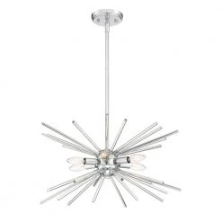 Glass Rod 6-Light Chrome Pendant by Cordelia Lighting
