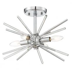 Glass Rods 15 in. 4-Light Chrome Semi-Flush Mount by Cordelia Lighting