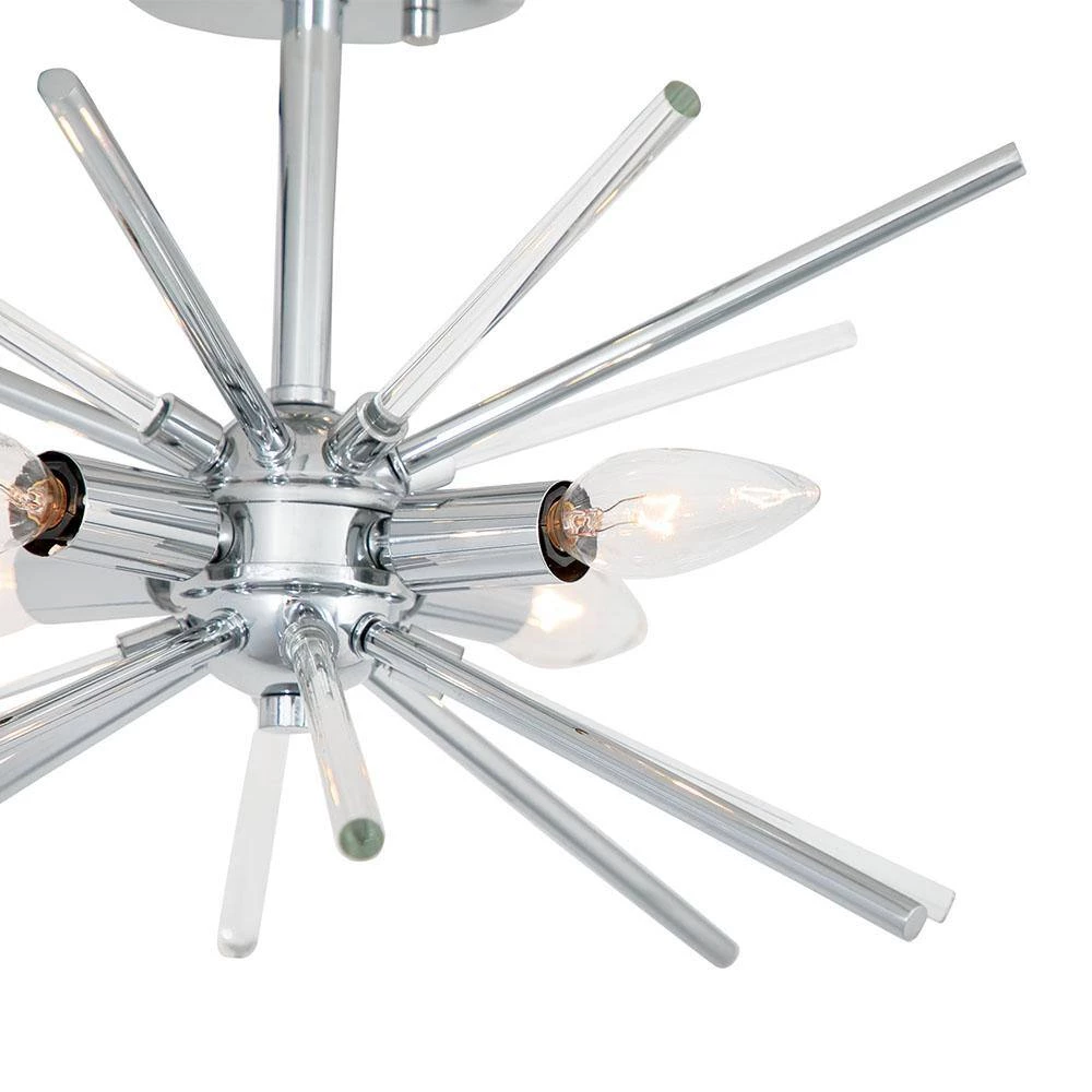 Glass Rods 15 in. 4-Light Chrome Semi-Flush Mount by Cordelia Lighting 9 Glass Rods 15 in. 4-Light Chrome Semi-Flush Mount by Cordelia Lighting - Image 7