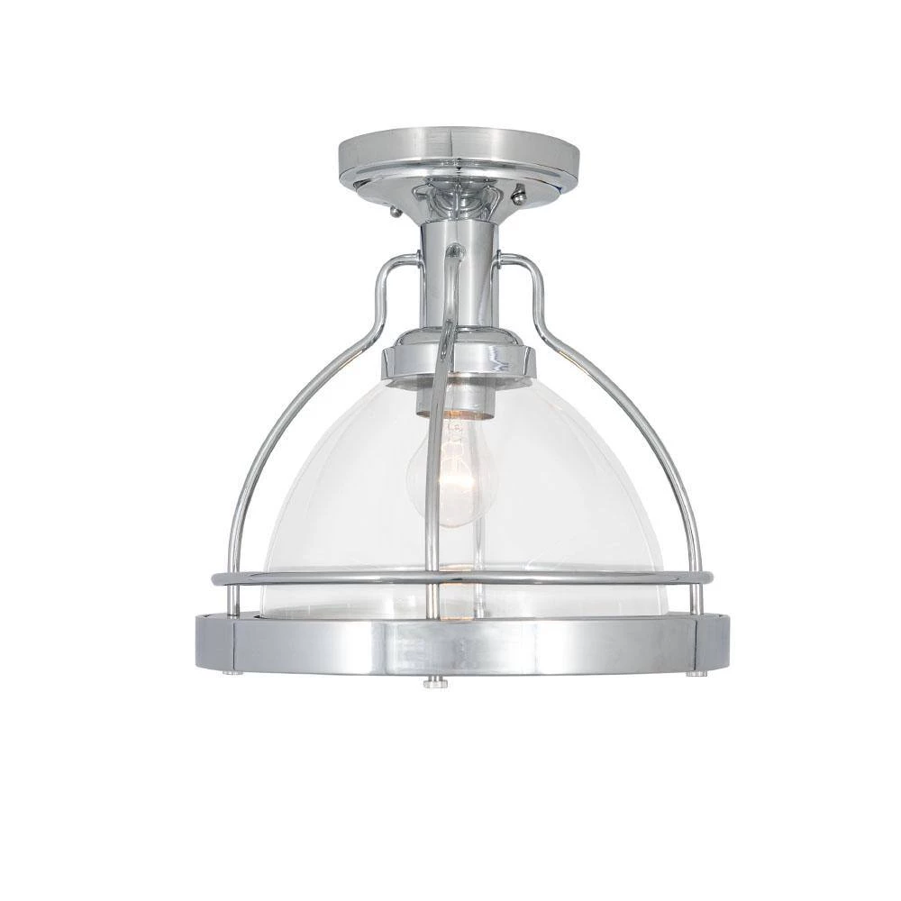 Round 13 in. 1-Light Chrome Semi-Flush Mount by Cordelia Lighting 5 Round 13 in. 1-Light Chrome Semi-Flush Mount by Cordelia Lighting - Image 3