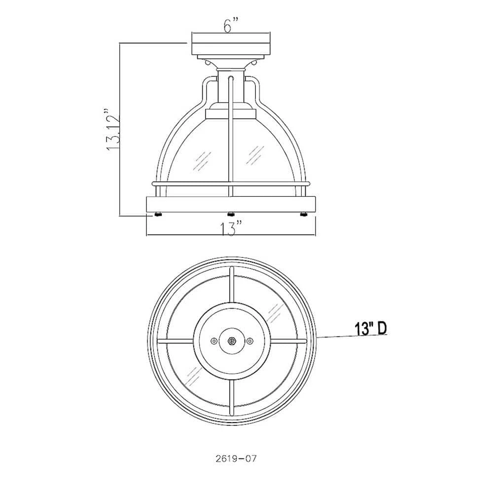 Round 13 in. 1-Light Chrome Semi-Flush Mount by Cordelia Lighting 11 Round 13 in. 1-Light Chrome Semi-Flush Mount by Cordelia Lighting - Image 9