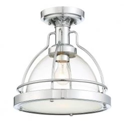 Round 13 in. 1-Light Chrome Semi-Flush Mount by Cordelia Lighting