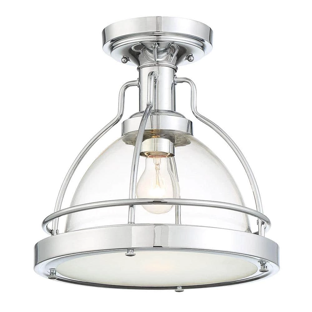 Round 13 in. 1-Light Chrome Semi-Flush Mount by Cordelia Lighting 3 Round 13 in. 1-Light Chrome Semi-Flush Mount by Cordelia Lighting