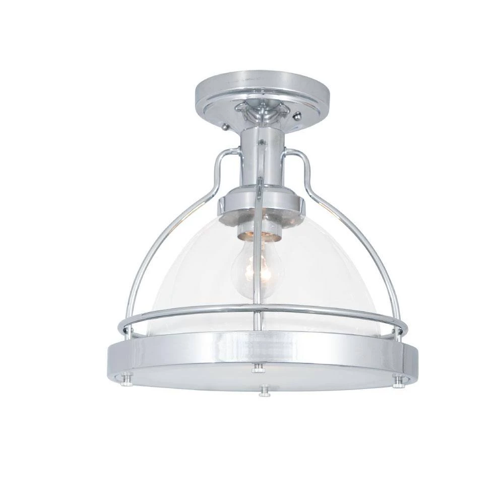 Round 13 in. 1-Light Chrome Semi-Flush Mount by Cordelia Lighting 6 Round 13 in. 1-Light Chrome Semi-Flush Mount by Cordelia Lighting - Image 4