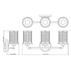Cylinder Style 23 in. 3-Light Chrome Vanity Light with Clear Ribbed Glass Shades by Cordelia Lighting -Spitzer Sales Store chrome cordelia lighting vanity lighting 2620 07 4f 1000