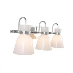 Curved Bell Style 24 in. 3-Light Chrome Vanity Light with Opal Glass Shades by Cordelia Lighting 14 Curved Bell Style 24 in. 3-Light Chrome Vanity Light with Opal Glass Shades by Cordelia Lighting -Spitzer Sales Store chrome cordelia lighting vanity lighting 2622 07 1d 1000