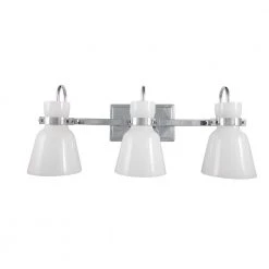 Curved Bell Style 24 in. 3-Light Chrome Vanity Light with Opal Glass Shades by Cordelia Lighting 12 Curved Bell Style 24 in. 3-Light Chrome Vanity Light with Opal Glass Shades by Cordelia Lighting -Spitzer Sales Store chrome cordelia lighting vanity lighting 2622 07 40 1000