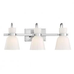 Curved Bell Style 24 in. 3-Light Chrome Vanity Light with Opal Glass Shades by Cordelia Lighting