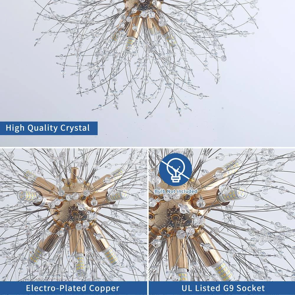8-Light Copper Sputnik Fireworkes Modern Fairy Light Ceiling Chandelier Lamp Fixtures by Magic Home 8 8-Light Copper Sputnik Fireworkes Modern Fairy Light Ceiling Chandelier Lamp Fixtures by Magic Home - Image 6