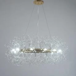 12-Light Copper Sputnik Stainless Steel Crystal Ceiling Firework Chandelier by Magic Home -Spitzer Sales Store copper magic home chandeliers mh lch 22013g 31 1000