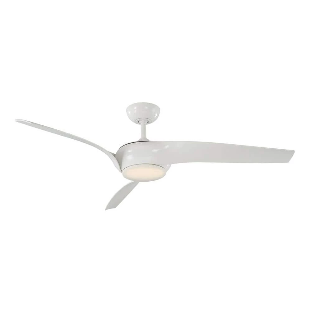 Nirvana 56 in. LED Indoor/Outdoor Glossy White 3-Blade Smart Ceiling Fan with 3000K Light Kit and Remote Control by Modern Forms 6 Nirvana 56 in. LED Indoor/Outdoor Glossy White 3-Blade Smart Ceiling Fan with 3000K Light Kit and Remote Control by Modern Forms - Image 4