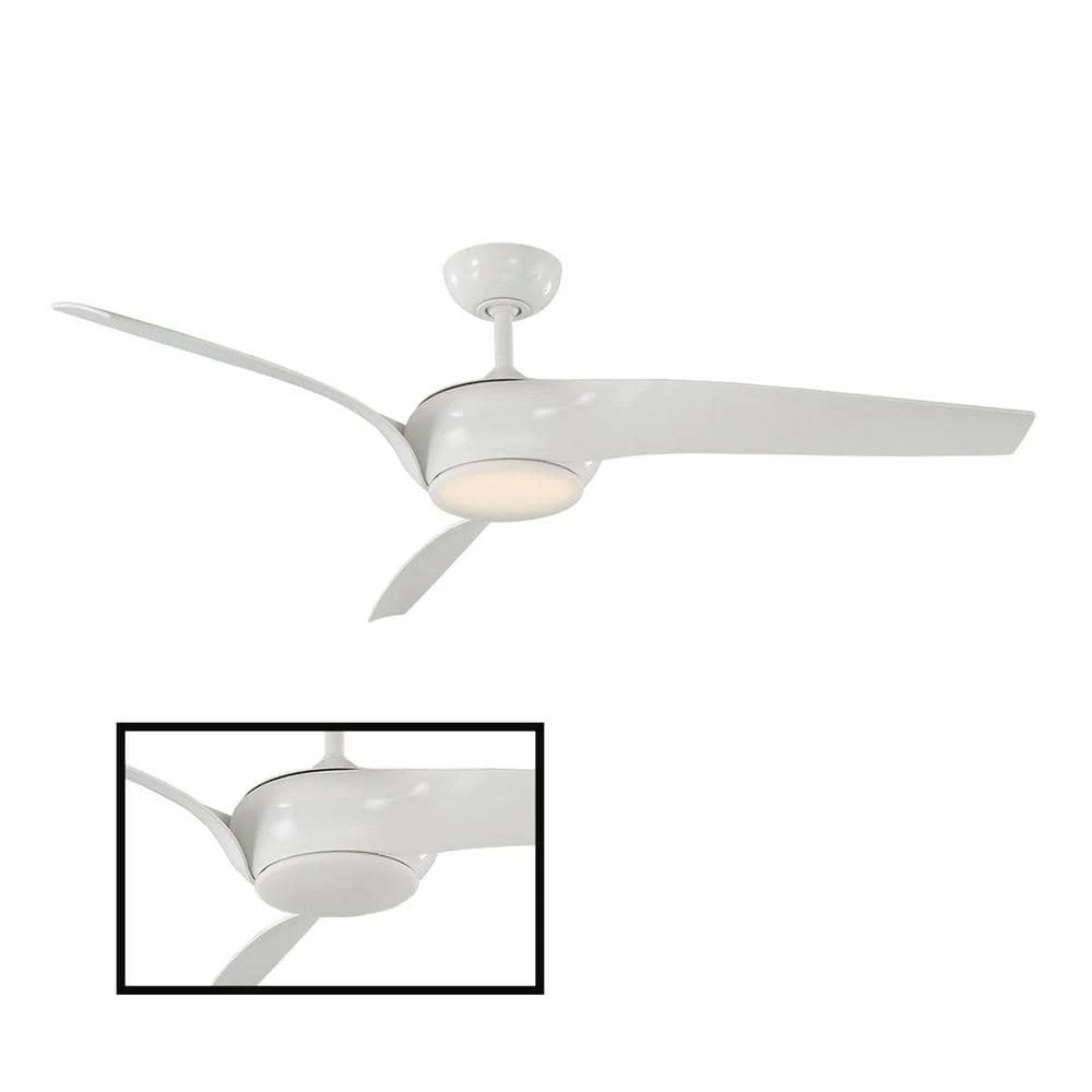 Nirvana 56 in. LED Indoor/Outdoor Glossy White 3-Blade Smart Ceiling Fan with 3000K Light Kit and Remote Control by Modern Forms 3 Nirvana 56 in. LED Indoor/Outdoor Glossy White 3-Blade Smart Ceiling Fan with 3000K Light Kit and Remote Control by Modern Forms