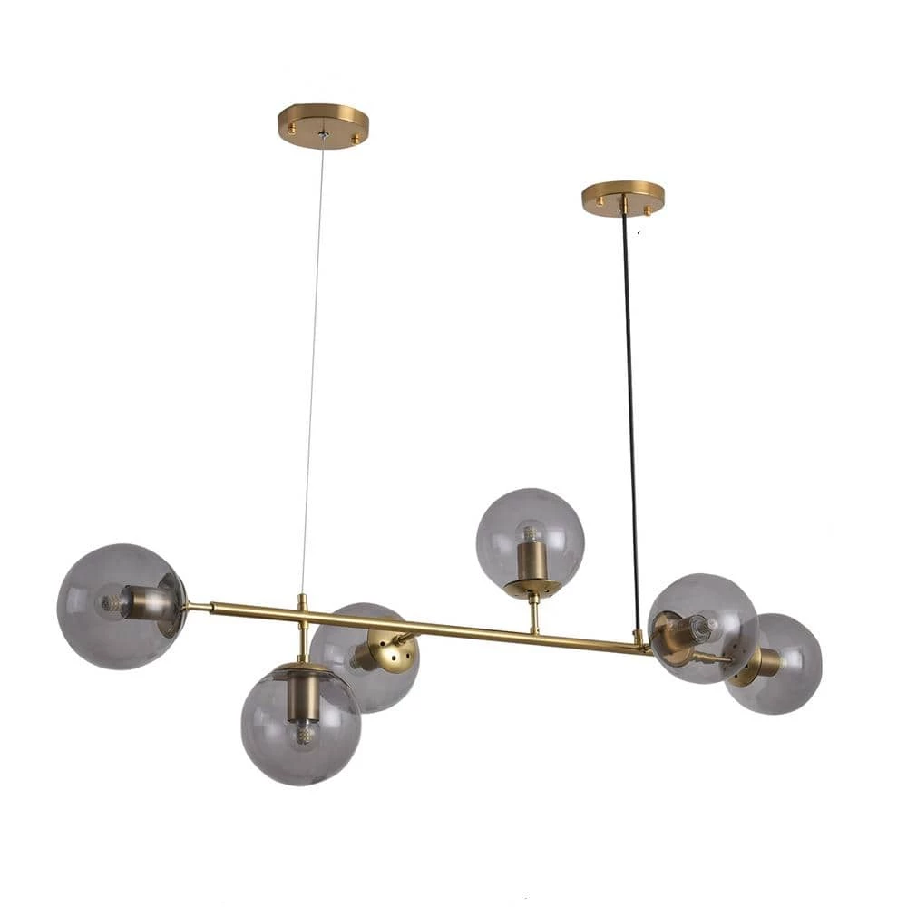 6-Light Sputnik Modern Gold Fixture Branch Linear Chandelier Ceiling Kitchen Island Pendant Light, Gray by Magic Home 5 6-Light Sputnik Modern Gold Fixture Branch Linear Chandelier Ceiling Kitchen Island Pendant Light, Gray by Magic Home - Image 3