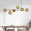 6-Light Sputnik Modern Gold Fixture Branch Linear Chandelier Ceiling Kitchen Island Pendant Light, Gray by Magic Home