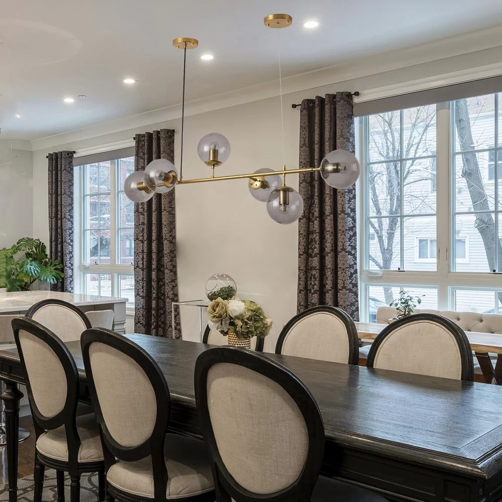 6-Light Sputnik Modern Gold Fixture Branch Linear Chandelier Ceiling Kitchen Island Pendant Light, Gray by Magic Home 6 6-Light Sputnik Modern Gold Fixture Branch Linear Chandelier Ceiling Kitchen Island Pendant Light, Gray by Magic Home - Image 4