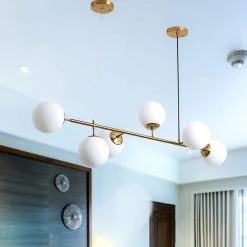 6-Light Sputnik Modern Gold Fixture Branch Linear Chandelier Ceiling Kitchen Island Pendant Light, White by Magic Home 19 6-Light Sputnik Modern Gold Fixture Branch Linear Chandelier Ceiling Kitchen Island Pendant Light, White by Magic Home -Spitzer Sales Store gold and white magic home chandeliers mh y 020222g 1f 1000