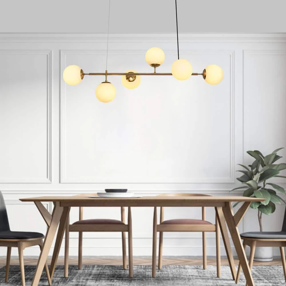 6-Light Sputnik Modern Gold Fixture Branch Linear Chandelier Ceiling Kitchen Island Pendant Light, White by Magic Home 12 6-Light Sputnik Modern Gold Fixture Branch Linear Chandelier Ceiling Kitchen Island Pendant Light, White by Magic Home - Image 10