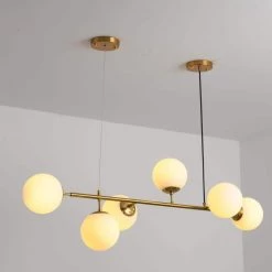 6-Light Sputnik Modern Gold Fixture Branch Linear Chandelier Ceiling Kitchen Island Pendant Light, White by Magic Home 21 6-Light Sputnik Modern Gold Fixture Branch Linear Chandelier Ceiling Kitchen Island Pendant Light, White by Magic Home -Spitzer Sales Store gold and white magic home chandeliers mh y 020222g fa 1000