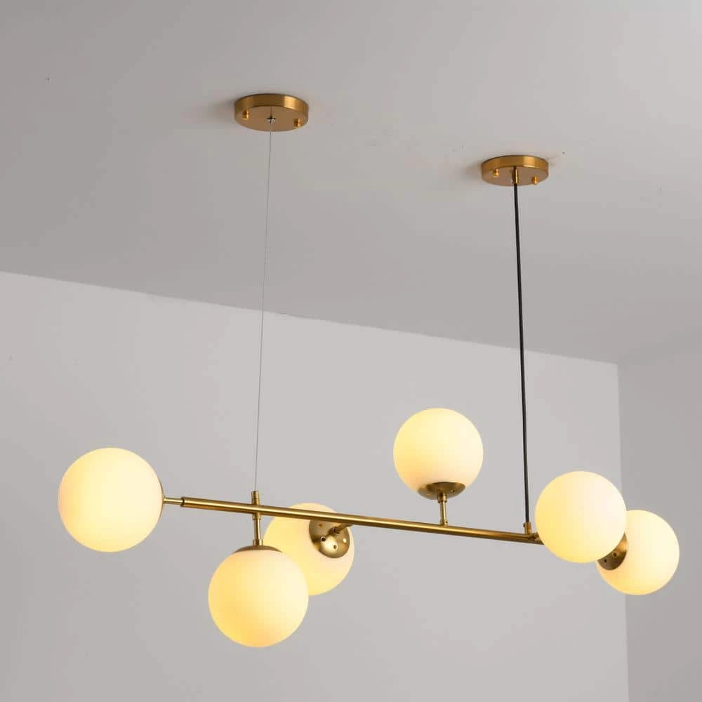 6-Light Sputnik Modern Gold Fixture Branch Linear Chandelier Ceiling Kitchen Island Pendant Light, White by Magic Home 11 6-Light Sputnik Modern Gold Fixture Branch Linear Chandelier Ceiling Kitchen Island Pendant Light, White by Magic Home - Image 9