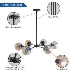 Modern 5-Light Gold Sputnik Linear Chandelier by Magic Home -Spitzer Sales Store gold magic home chandeliers mh lch 22001g 1f 1000