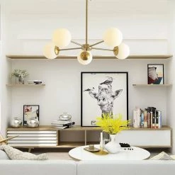 Modern 5-Light Gold Sputnik Linear Chandelier by Magic Home -Spitzer Sales Store gold magic home chandeliers mh lch 22001g 31 1000