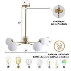 Modern 5-Light Gold Sputnik Linear Chandelier by Magic Home -Spitzer Sales Store gold magic home chandeliers mh lch 22001g c3 1000