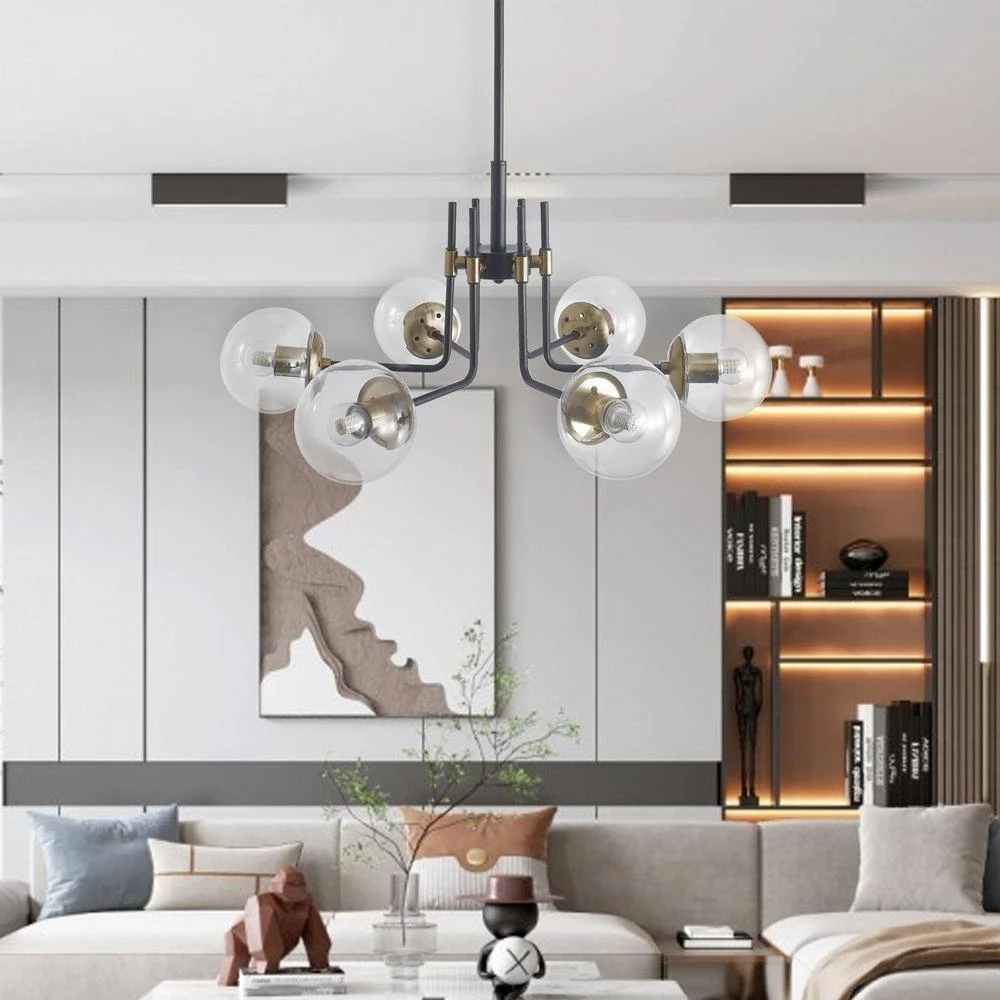 Classic Vintage 6-Light Gold Ceiling Light Fixture Chandelier with Glass Globes by Magic Home 10 Classic Vintage 6-Light Gold Ceiling Light Fixture Chandelier with Glass Globes by Magic Home - Image 8