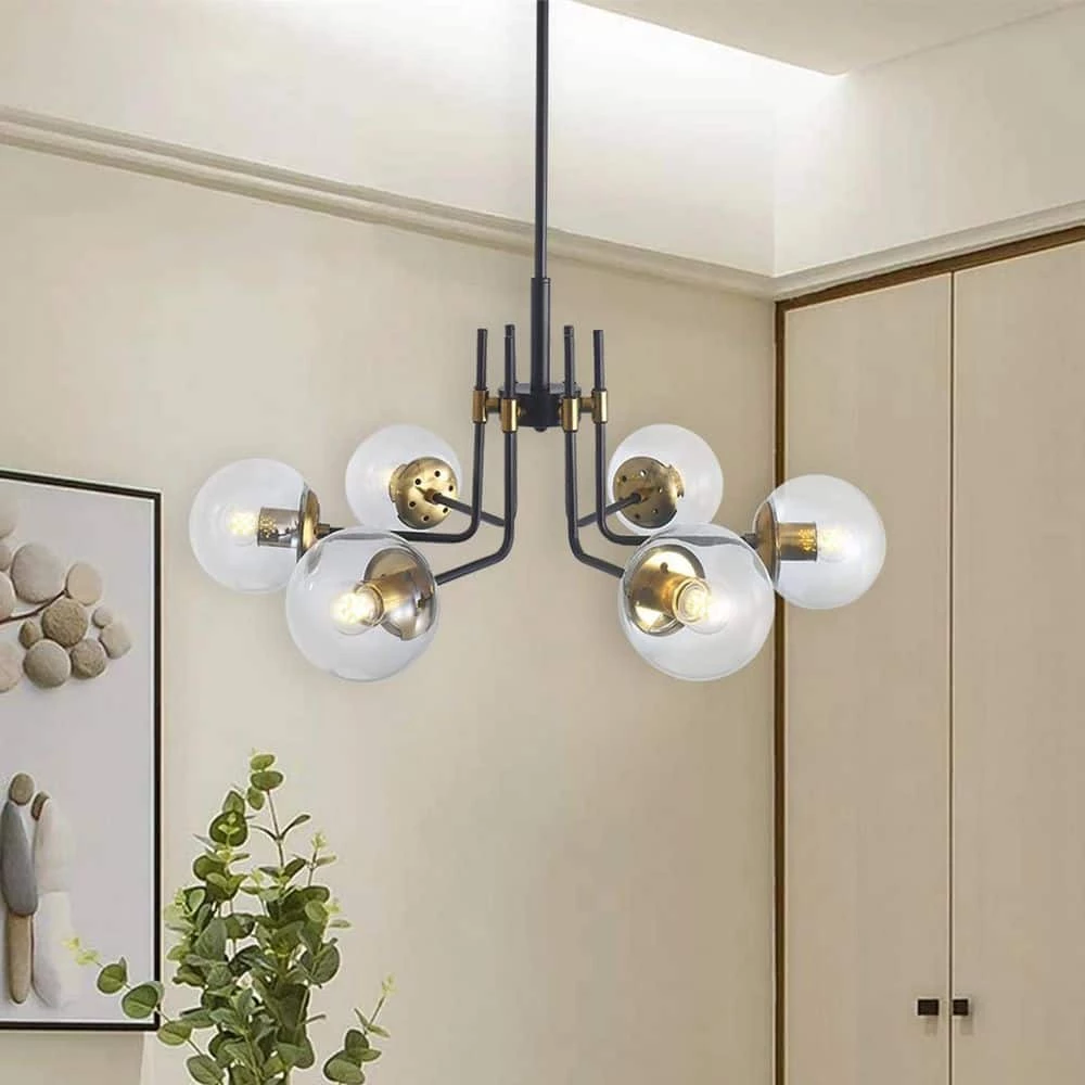 Classic Vintage 6-Light Gold Ceiling Light Fixture Chandelier with Glass Globes by Magic Home 3 Classic Vintage 6-Light Gold Ceiling Light Fixture Chandelier with Glass Globes by Magic Home