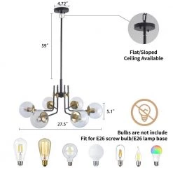 Classic Vintage 6-Light Gold Ceiling Light Fixture Chandelier with Glass Globes by Magic Home 12 Classic Vintage 6-Light Gold Ceiling Light Fixture Chandelier with Glass Globes by Magic Home -Spitzer Sales Store gold magic home chandeliers mh lch 22002g c3 1000
