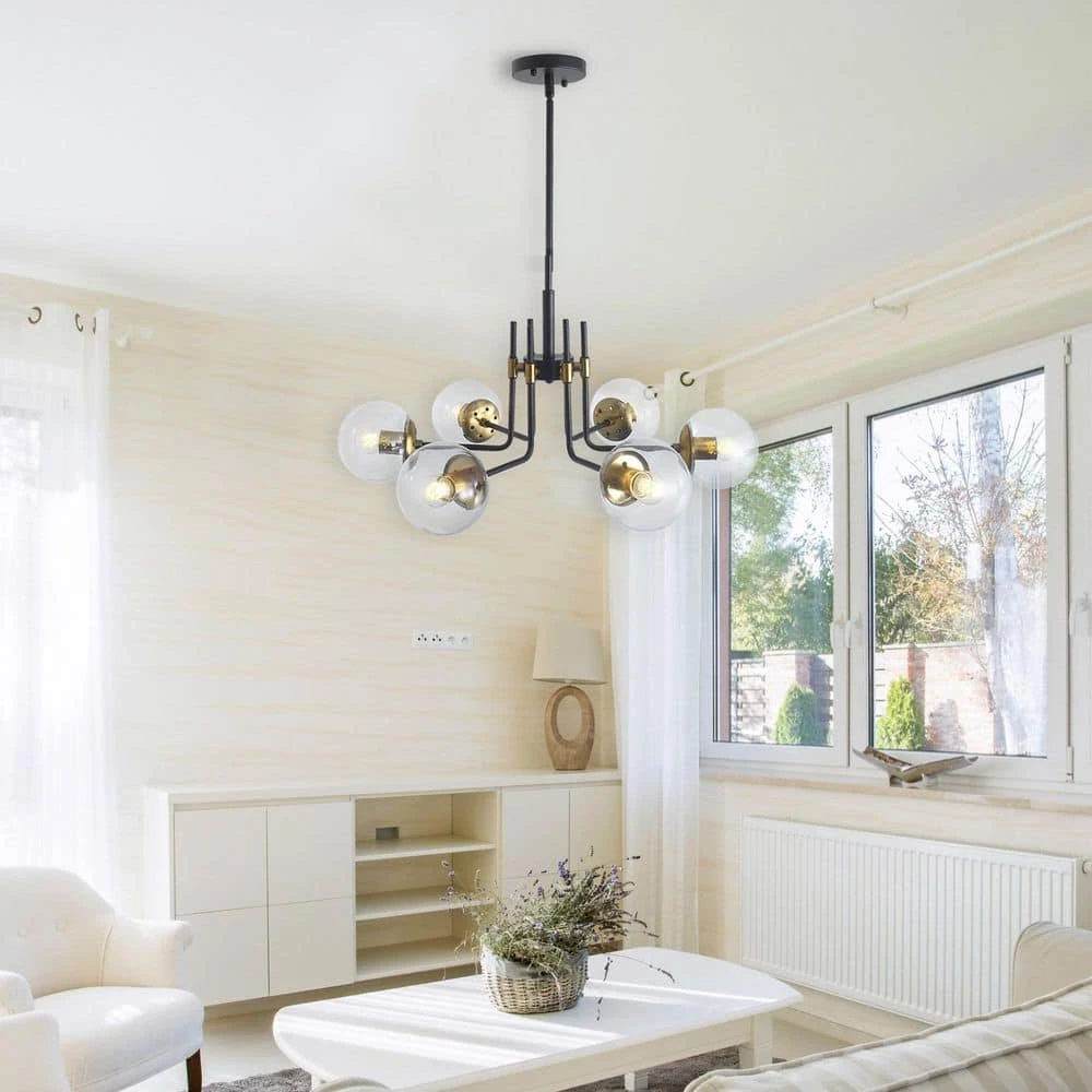 Classic Vintage 6-Light Gold Ceiling Light Fixture Chandelier with Glass Globes by Magic Home 4 Classic Vintage 6-Light Gold Ceiling Light Fixture Chandelier with Glass Globes by Magic Home - Image 2