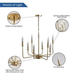 8-Light Modern Gold Chandelier Light Fixture for Dinning Room, Bedroom, Living Room, Kitchen, Foyer, Entryway by Magic Home -Spitzer Sales Store gold magic home chandeliers mh lch 22005g 1f 1000
