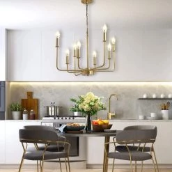 8-Light Modern Gold Chandelier Light Fixture for Dinning Room, Bedroom, Living Room, Kitchen, Foyer, Entryway by Magic Home -Spitzer Sales Store gold magic home chandeliers mh lch 22005g 31 1000