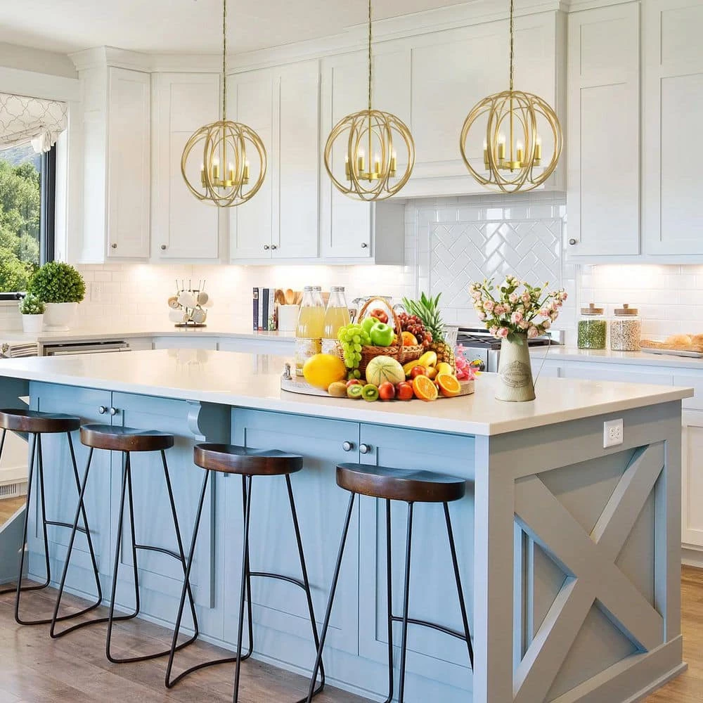 4-Light in Gold Pendant Light Modern Globe Cage by Magic Home 8 4-Light in Gold Pendant Light Modern Globe Cage by Magic Home - Image 6